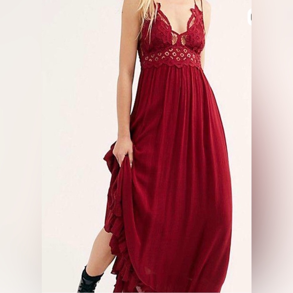 Free People Maroon Lace Maxi Dress